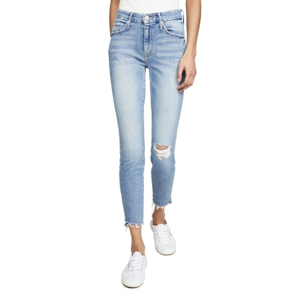 Mother The Looker Ankle Step Fray In Exposed Secret Sister Skinny Cropped Jeans - Picture 1 of 9